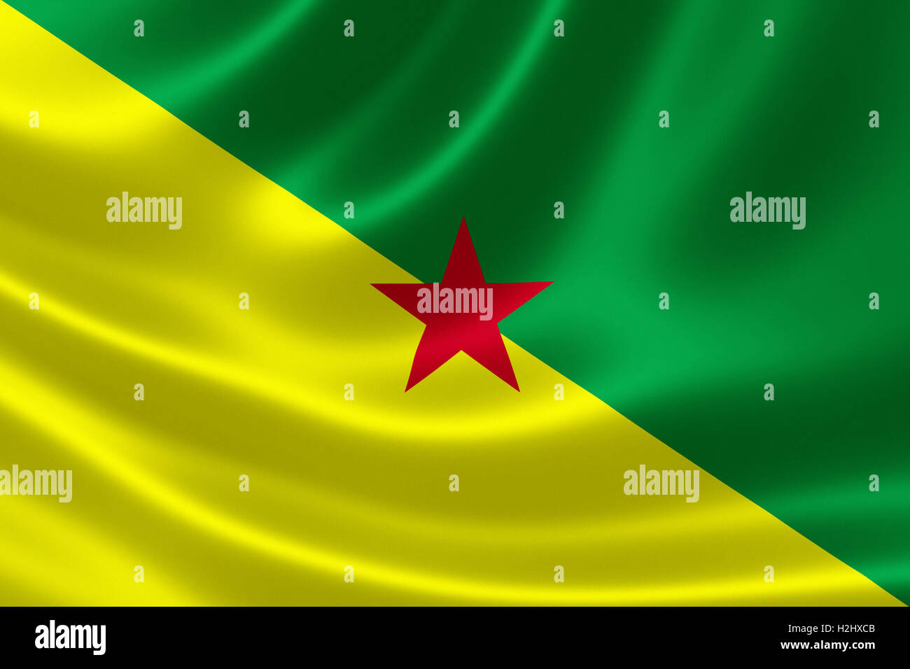 3D rendering della bandiera della Guyana francese su raso texture. Foto Stock