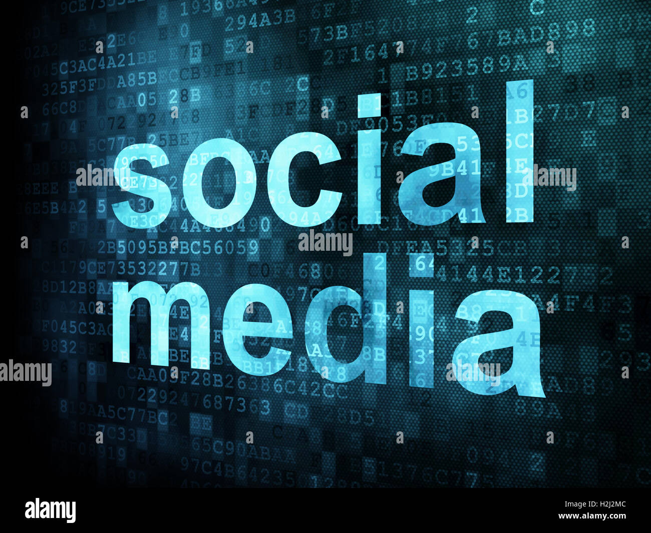 Social media su sfondo digitale Foto Stock