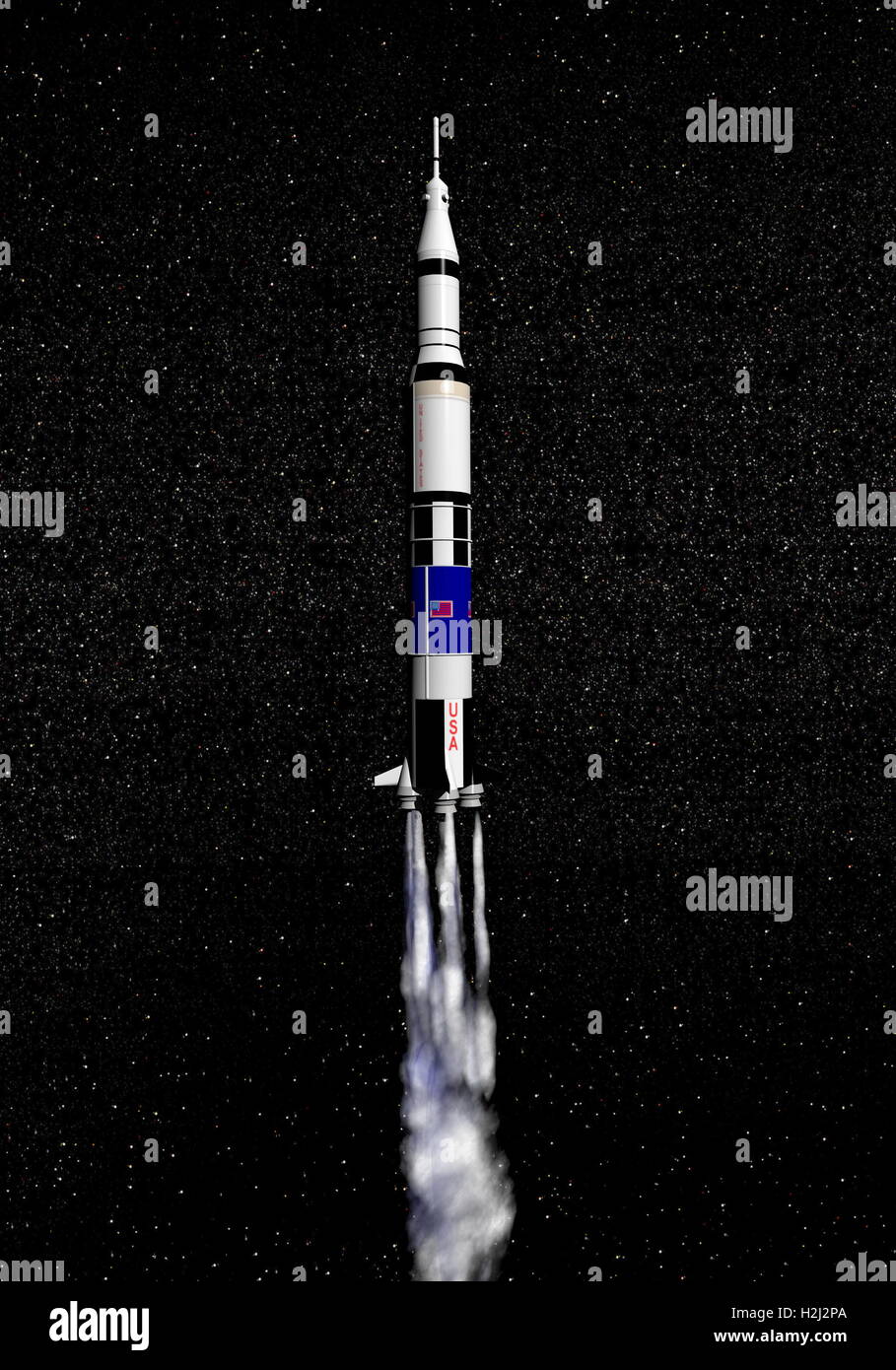 Saturn V astronave - 3D render Foto Stock