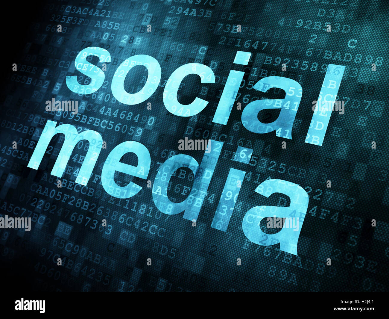 Social media su sfondo digitale Foto Stock