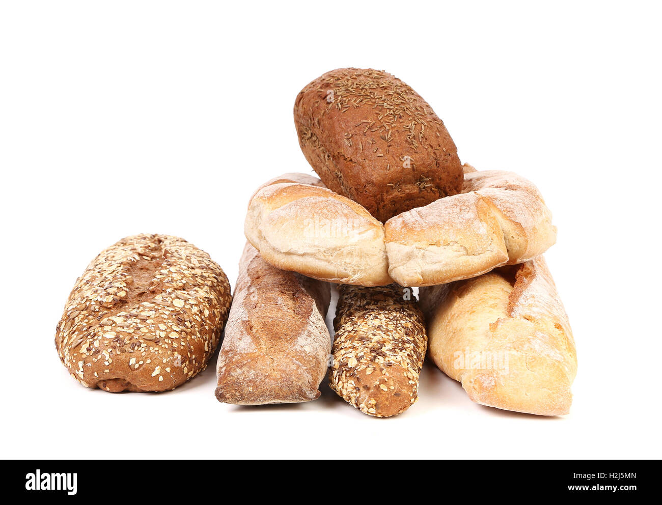 Diversi tipi di pane. Foto Stock