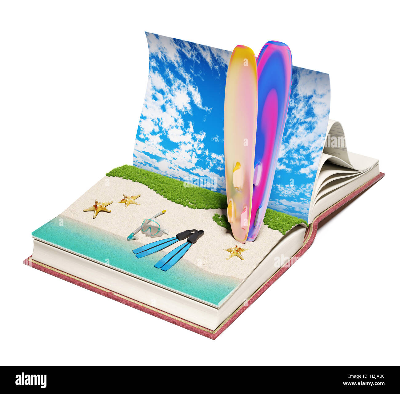 Prenota con un tropicale beac Foto Stock