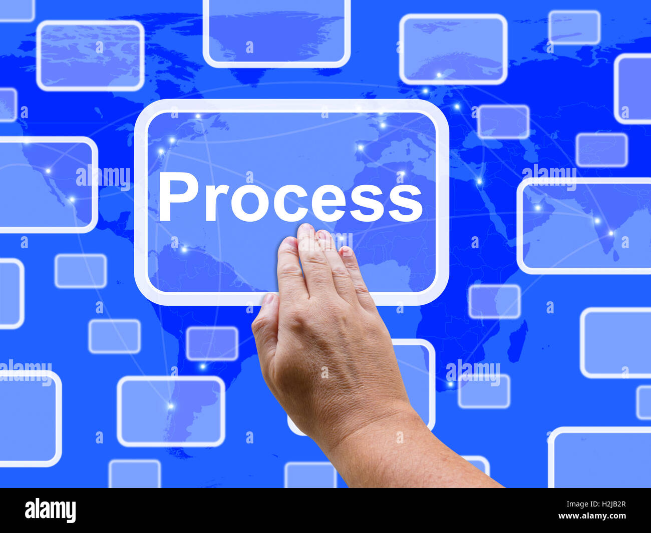 Procedimento Touch Screen mostra la progettazione del flusso di lavoro Foto Stock