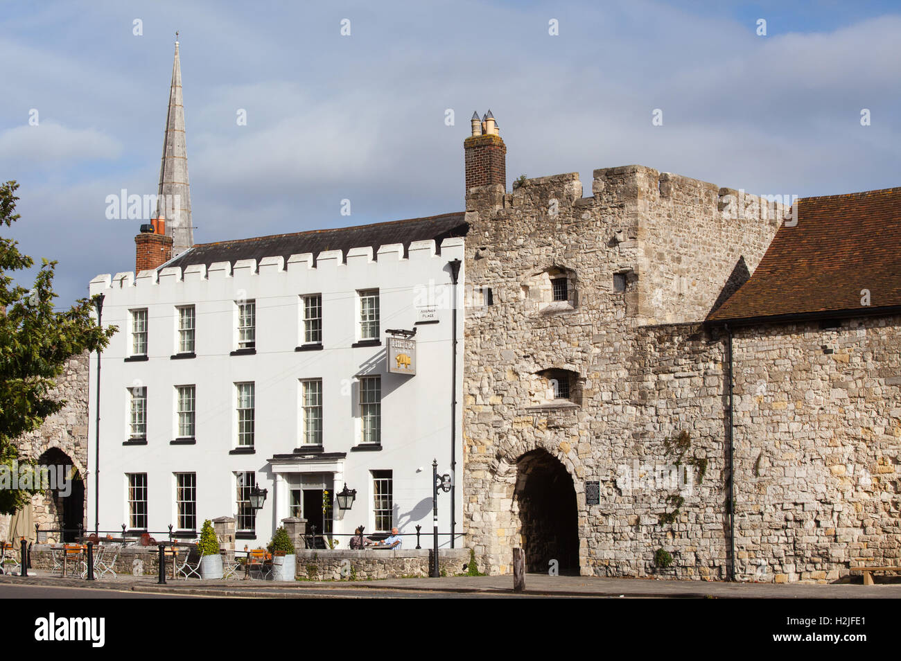 Il maiale nella parete hotel e ristorante boutique situato tra le mura storiche di Southampton Foto Stock