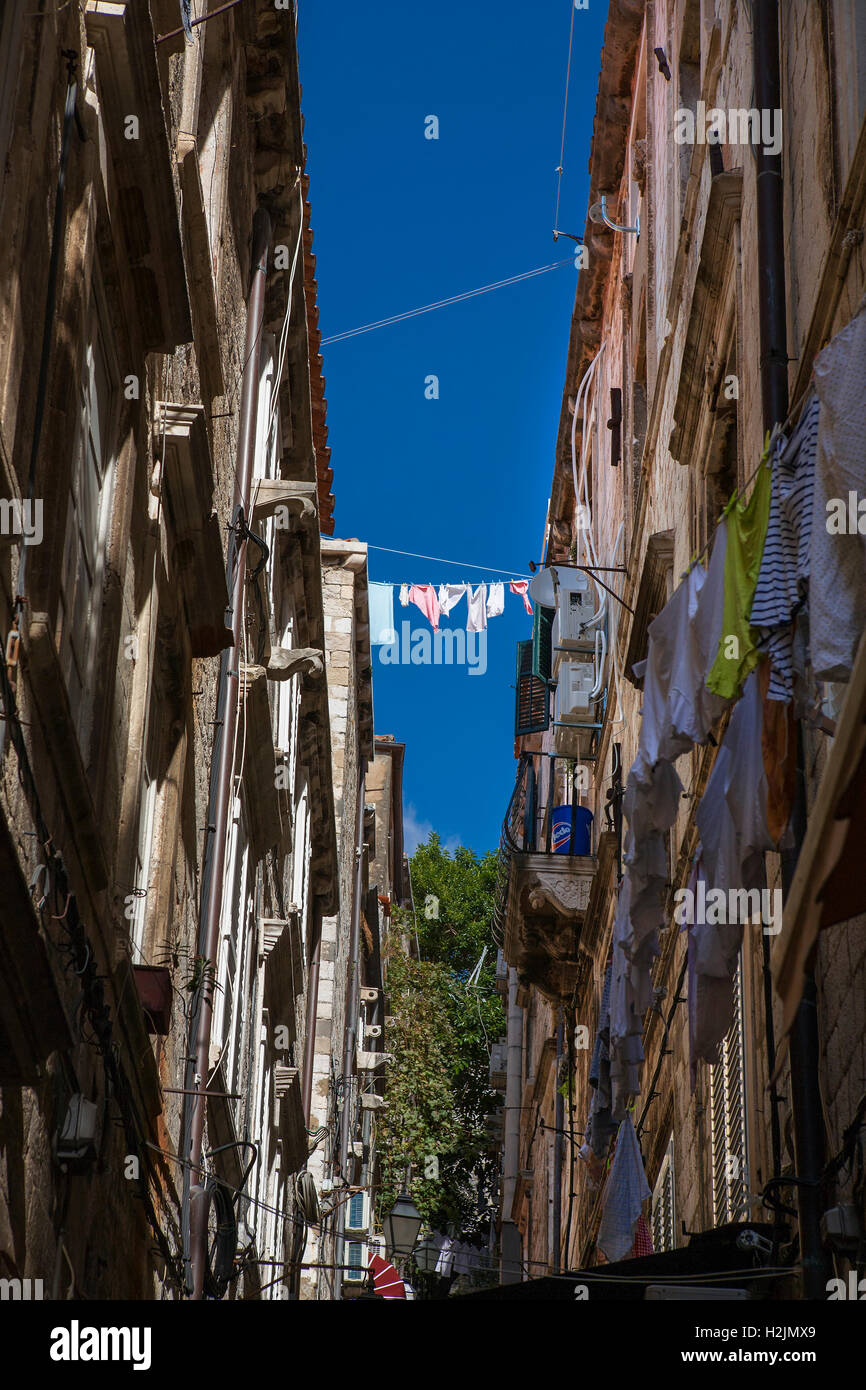 Dropčeva ulica, una strada ripida nella città vecchia (Stari grad), Dubrovnik, Croazia Foto Stock