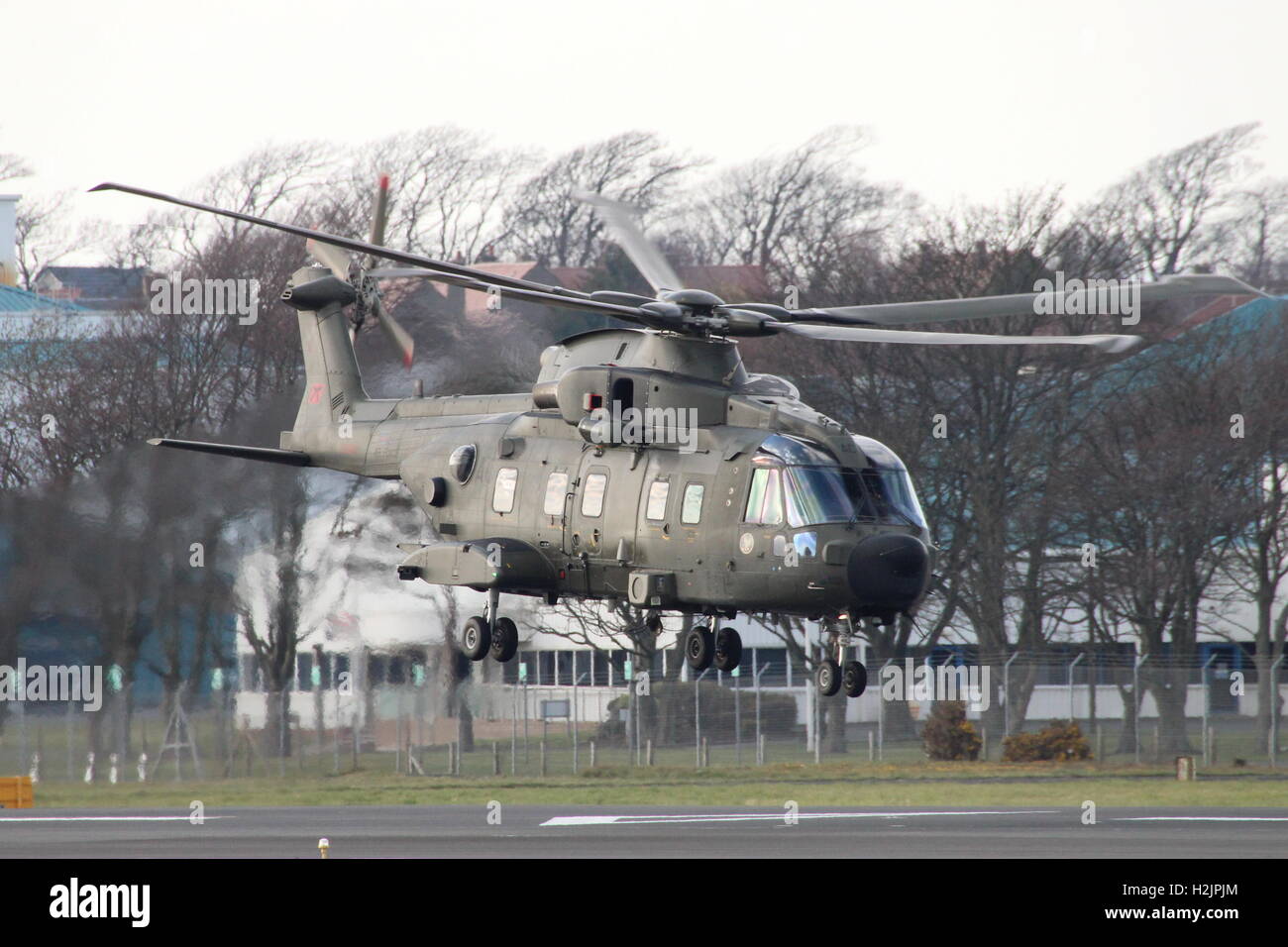 ZJ994, un AgustaWestland Merlin HC3A della Royal Air Force, presso l'Aeroporto di Prestwick durante l'esercizio comune della Warrior 15-1. Foto Stock