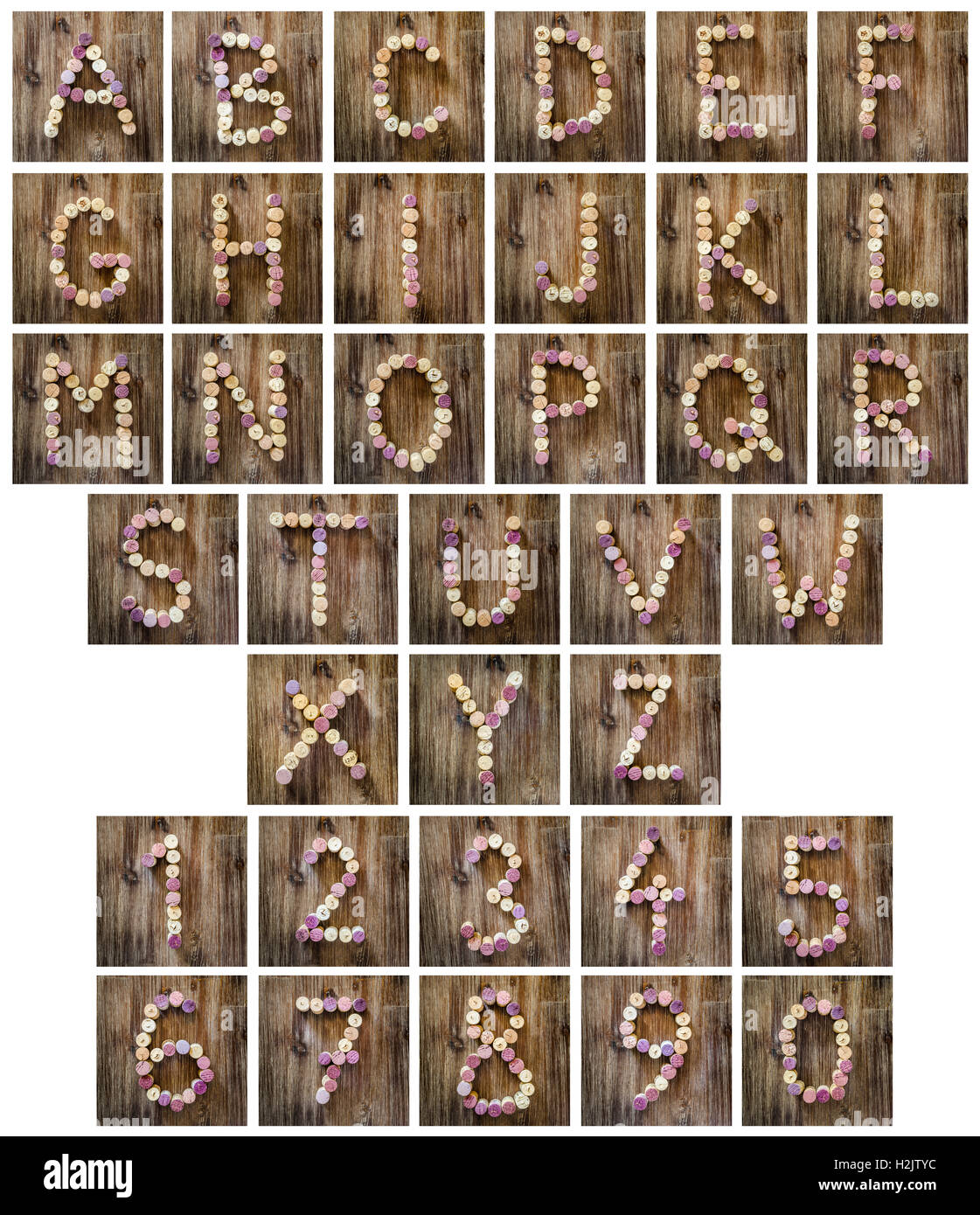 Alfabeto lettere e numeri di vino i tappi di sughero Foto stock - Alamy