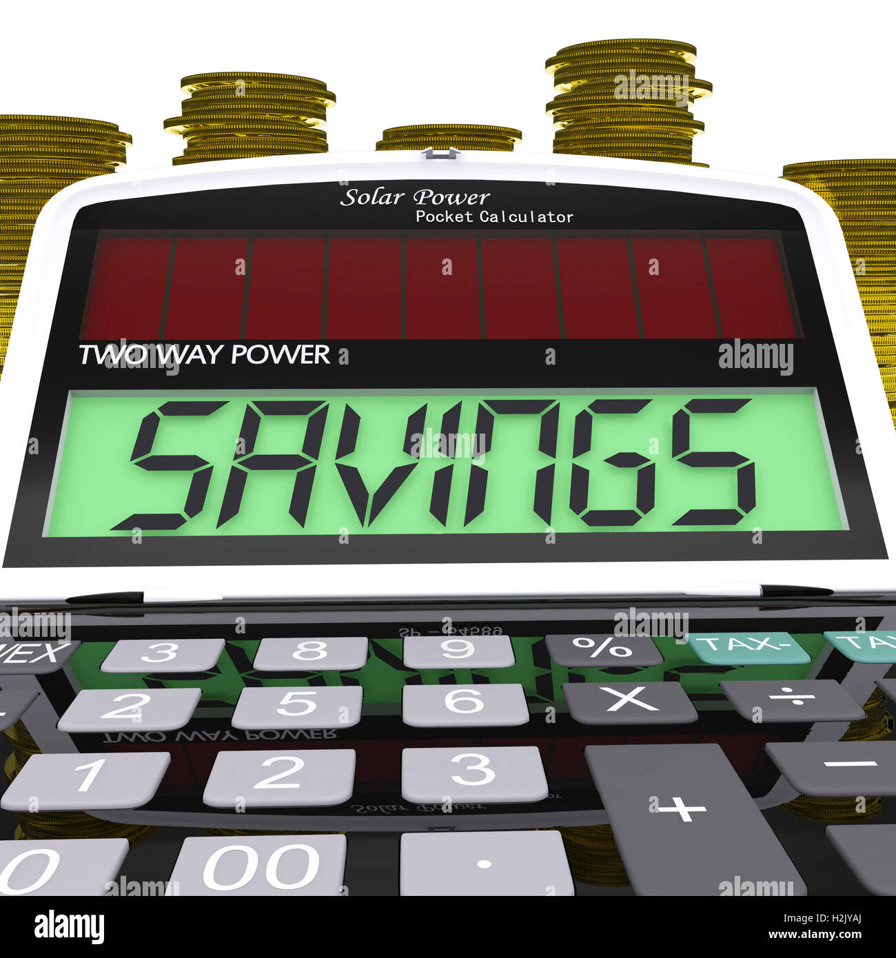 Il risparmio utilizzando il calcolatore del risparmio mostra accantonare riserve finanziarie Foto Stock