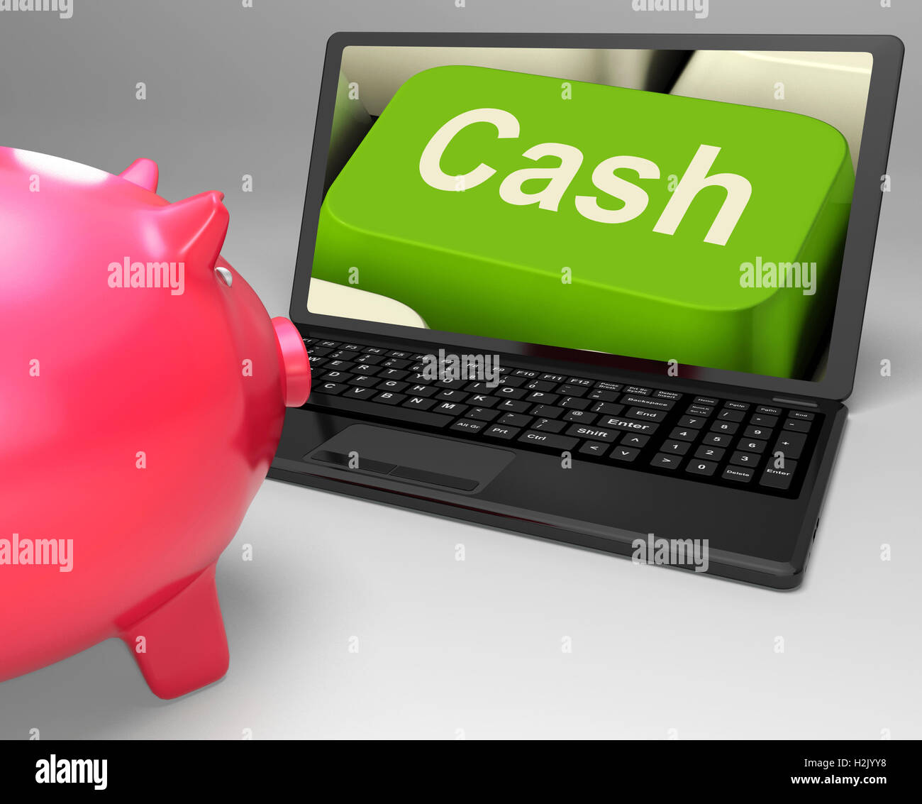 Chiave di cassa mostra Finanze Online guadagni e risparmi Foto Stock