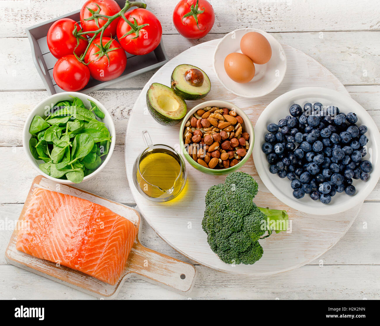 Cibi migliori per il tuo cervello. Concetto. Vista superiore Foto Stock