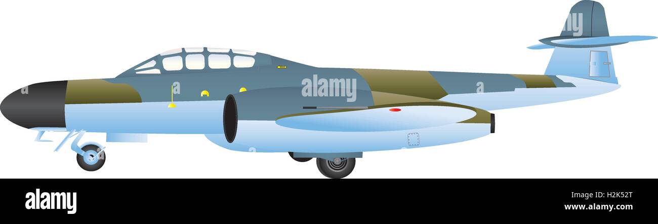 Un Veterano Jet Fighter Aircraft isolato su bianco Illustrazione Vettoriale