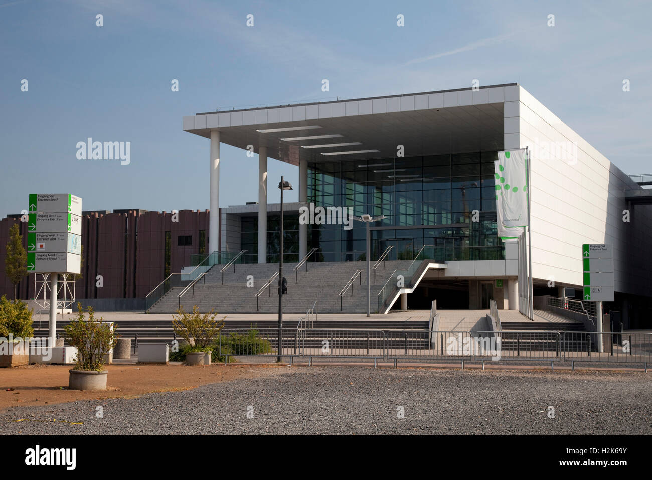 Commercio equo edificio, ingresso sud, Koelnmesse Fiera di Colonia, Colonia, Renania settentrionale-Vestfalia Foto Stock