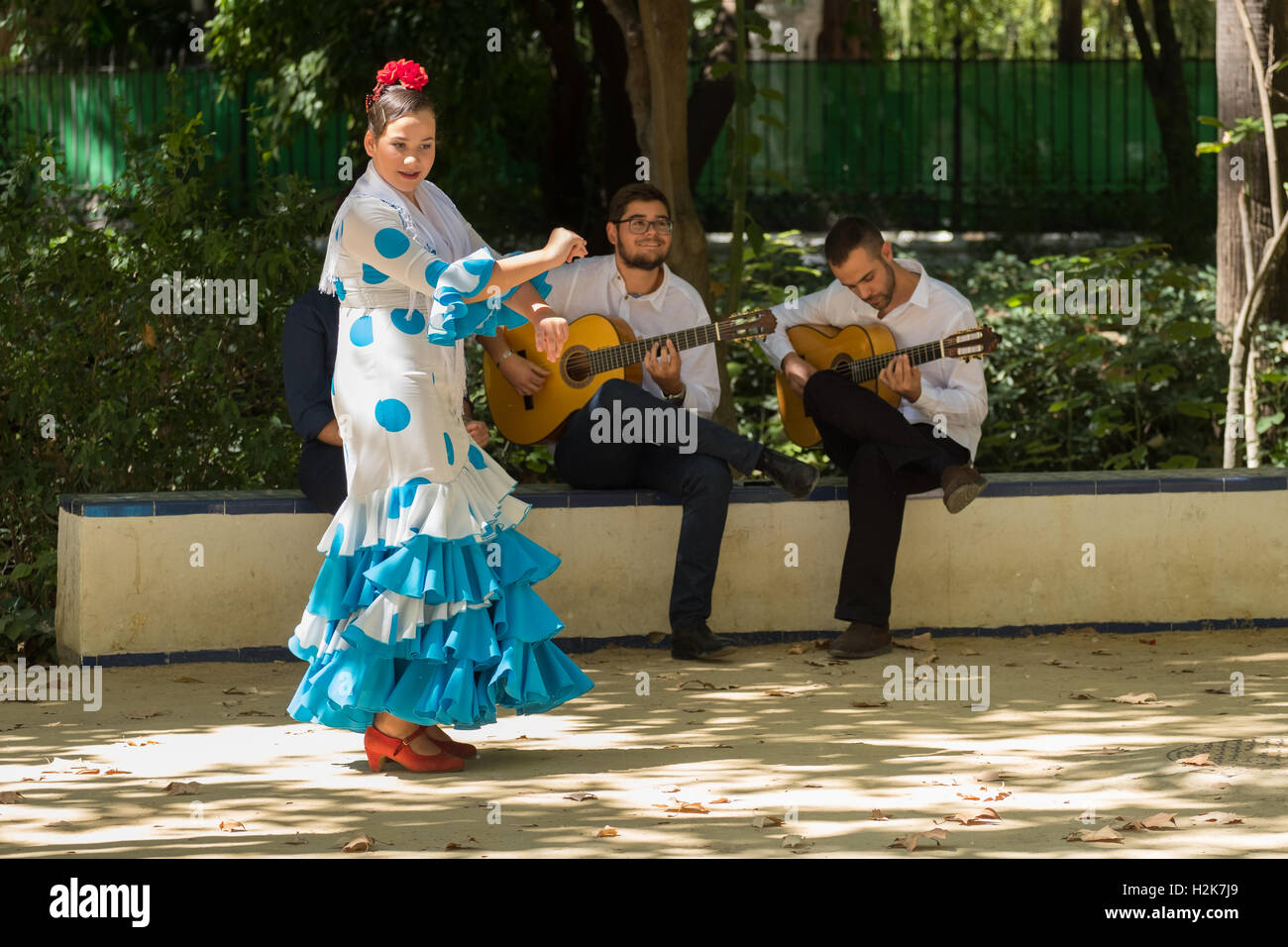 Musicisti e ballerini di flamenco Foto Stock