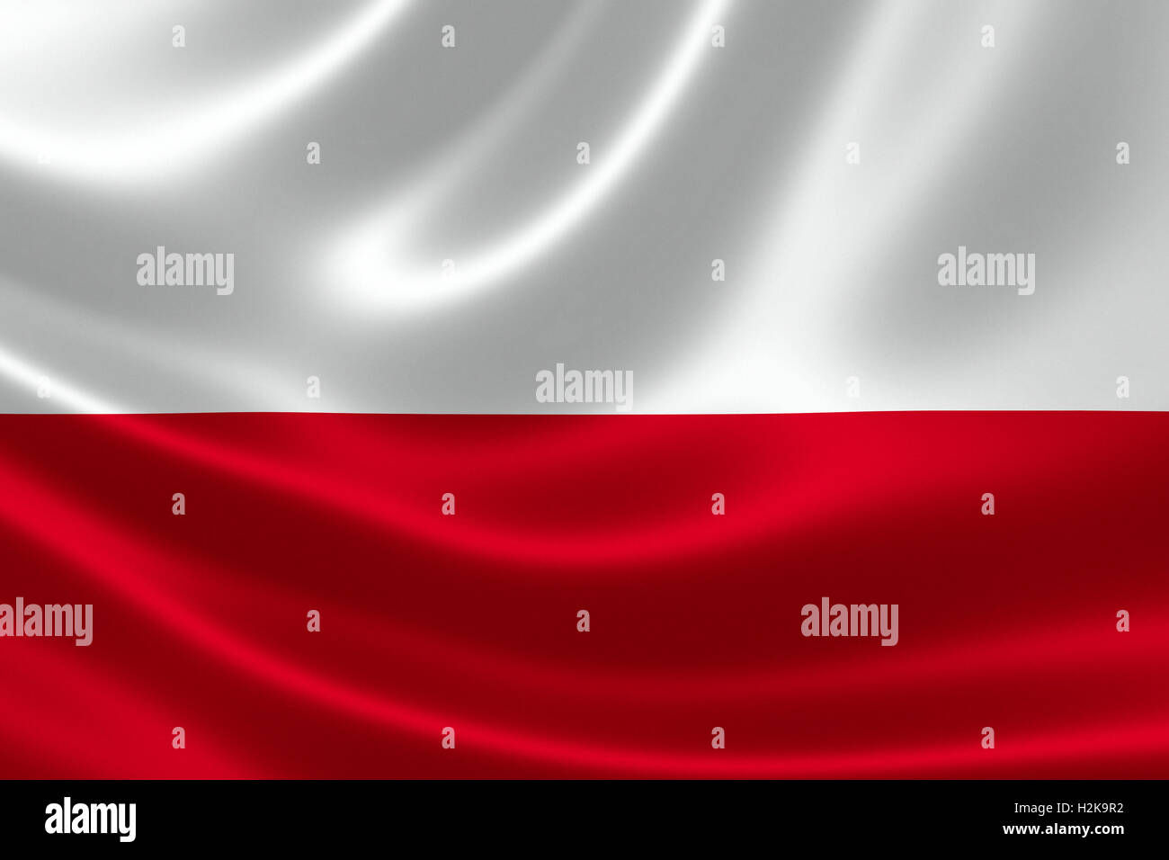 3D rendering della bandiera della Polonia sulla tessitura satinata. Foto Stock
