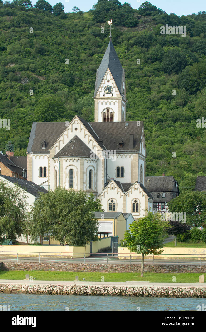 St Nikolaus Kirche, Kamp-Bornhofen am Rhein, Germania Foto Stock