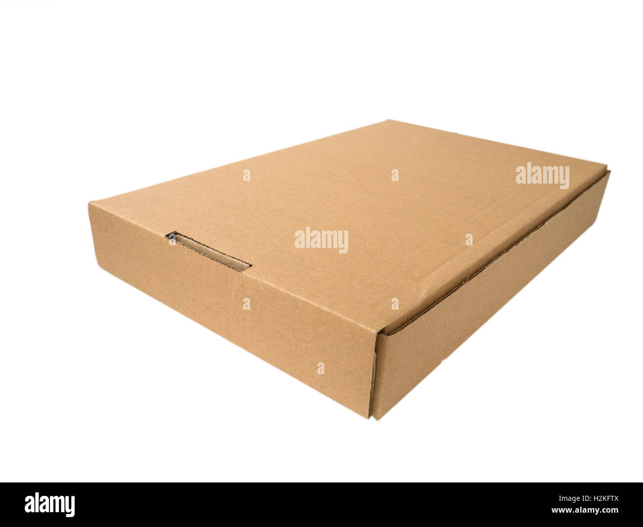 Appartamento scatola di cartone isolato su bianco Foto Stock