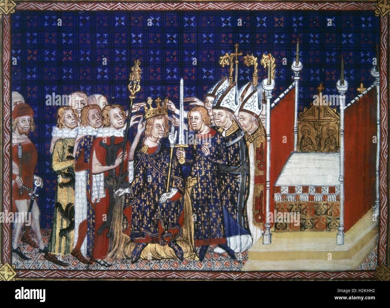 Manoscritti miniati - Incoronazione di Carlo V - 1356 Foto Stock