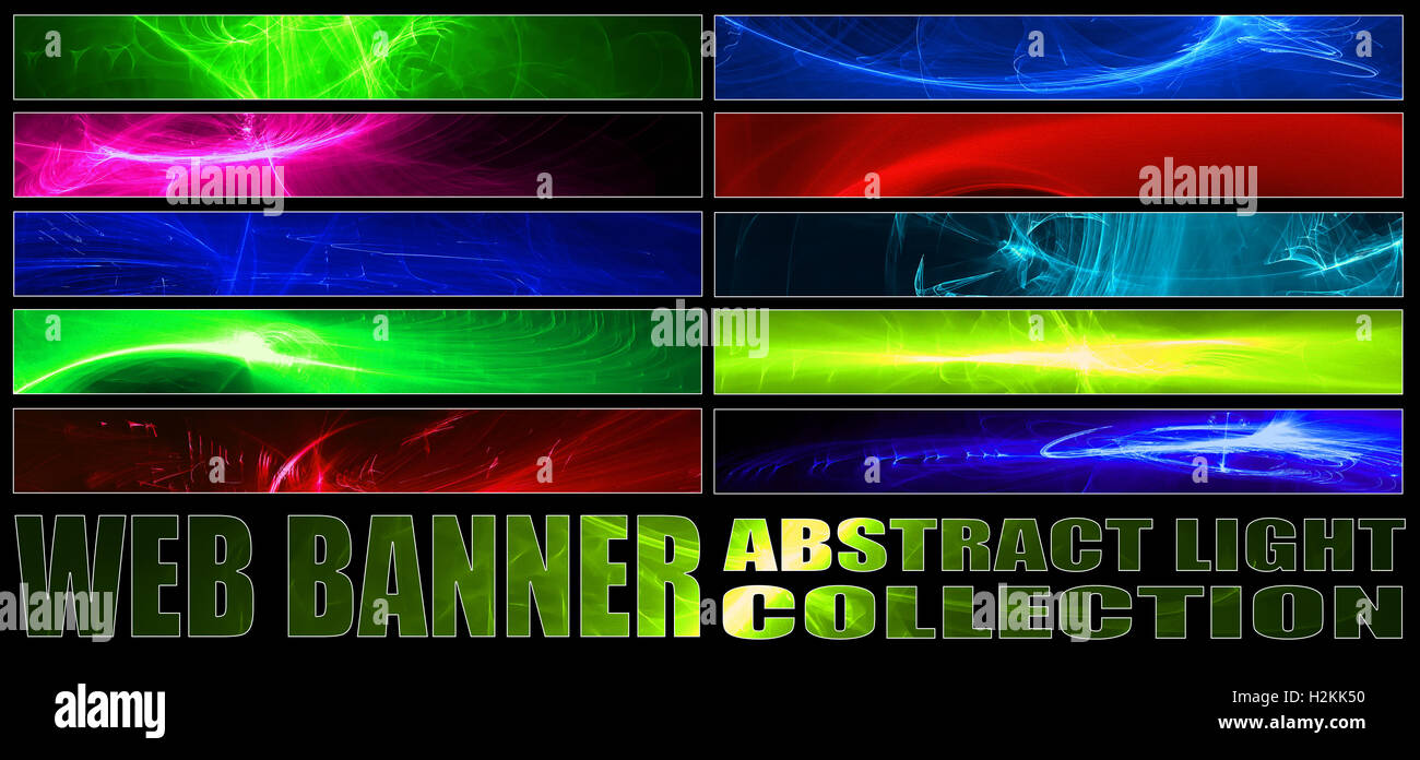 Set 8. Piena di banner per il web di luce astratta collezione. dimensioni standard per banner completo o la classifica. Foto Stock