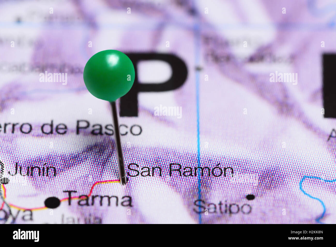 San Ramon imperniata su una mappa di Perù Foto Stock