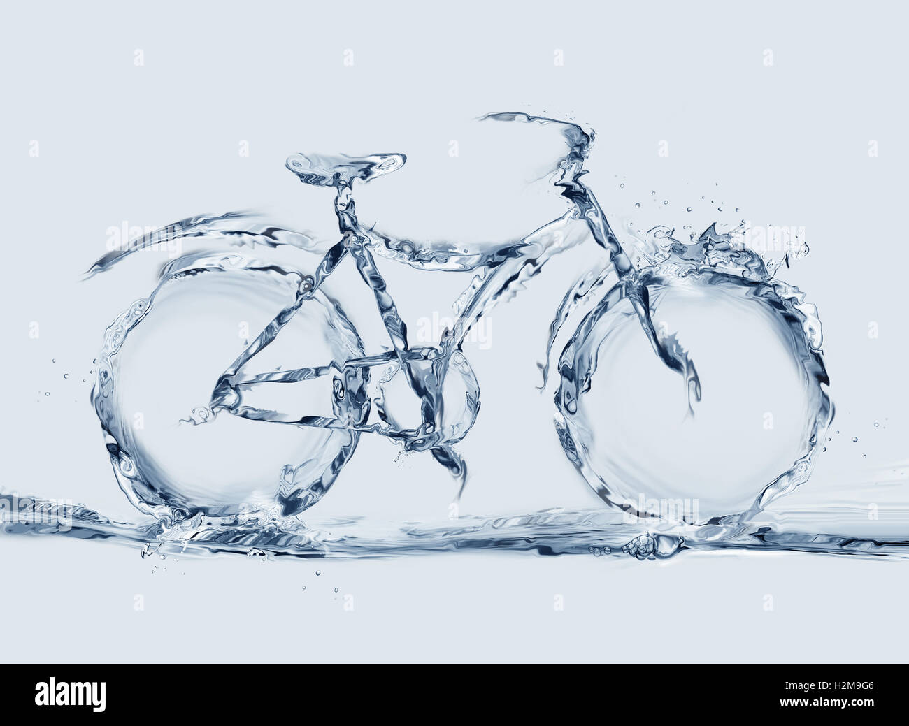 Una bicicletta fatta di acqua per rappresentare eco-friendly di trasporto. Foto Stock