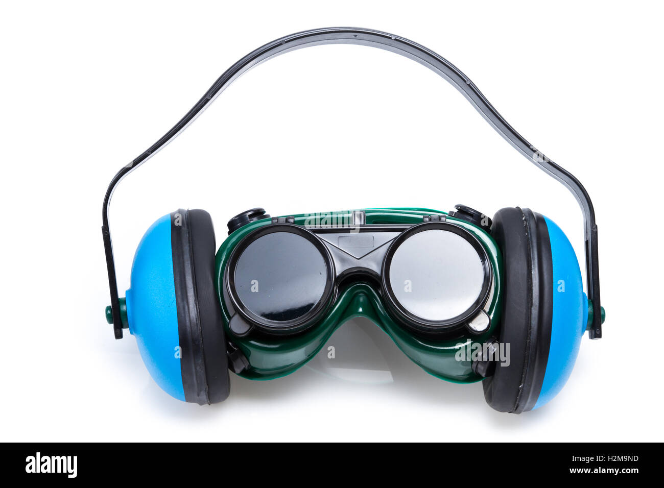 Ingranaggio di sicurezza le protezioni auricolari e gli occhiali di protezione Foto Stock