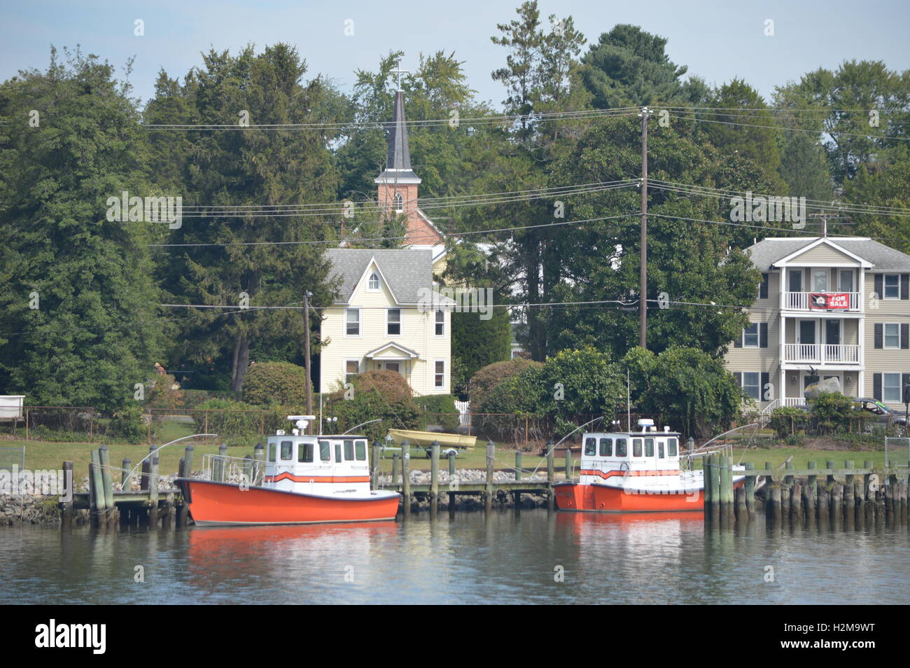 Barche pilota nel porto di Chesapeake City, Maryland sull'C&D Canal. Foto Stock