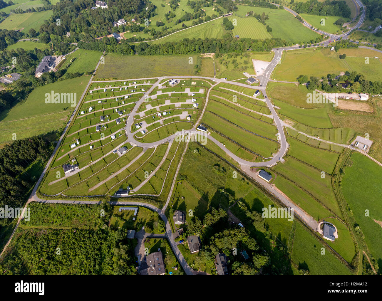 Foto aerea, campeggio Brilon, foto aerea di Brilon, Germania Europa foto aerea uccelli-occhi visualizza foto aerea foto aerea Foto Stock
