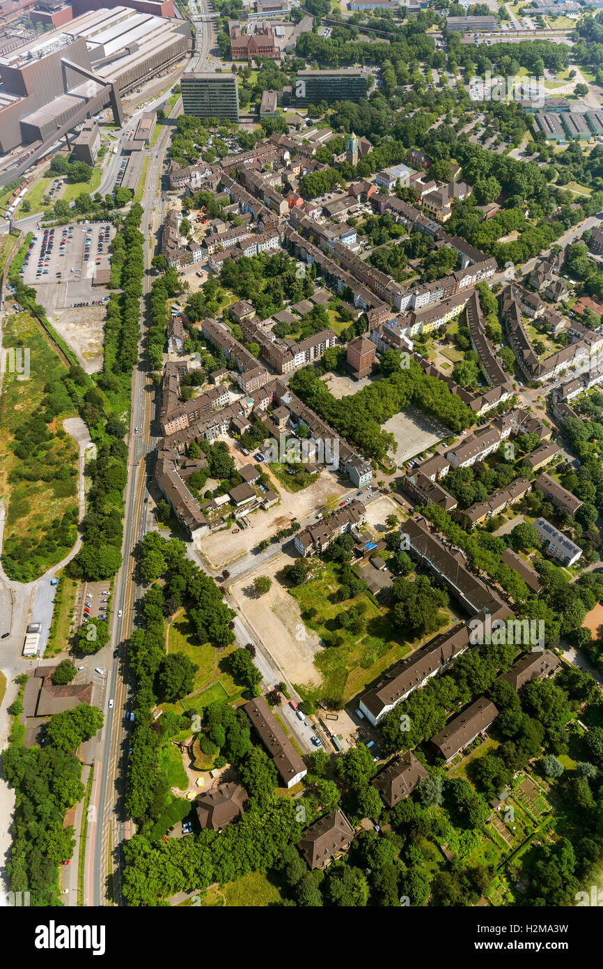 Foto aerea, elevazione al Edithstraße e Kaiser Wilhelm street in Duisburg-Bruckhausen, foto aerea di Duisburg, Duisburg Foto Stock