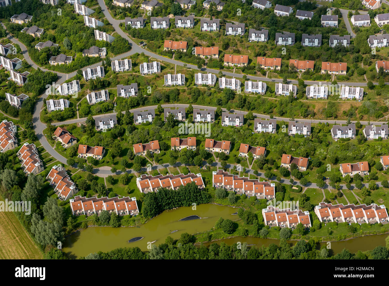 Fotografia aerea, Centerparc brook Medebach, fotografia aerea di Medebach brook, di alto livello di sow paese, Renania settentrionale-Vestfalia, Foto Stock