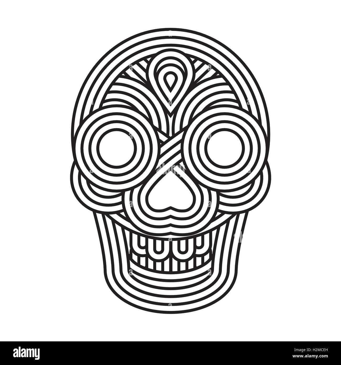 Linee parallele cranio simbolo su sfondo bianco Illustrazione Vettoriale