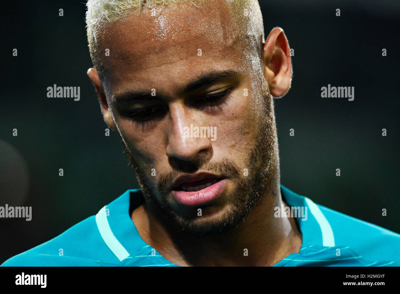 Il Borussia Park Mšnchengladbach, Germania 28.9.2016, Champions League 2016/17 group stage match day 2, Borussia Mšnchengladbach (Moenchengladbach, Gladbach) vs FC Barcellona ---- Neymar (Barcellona) Foto Stock