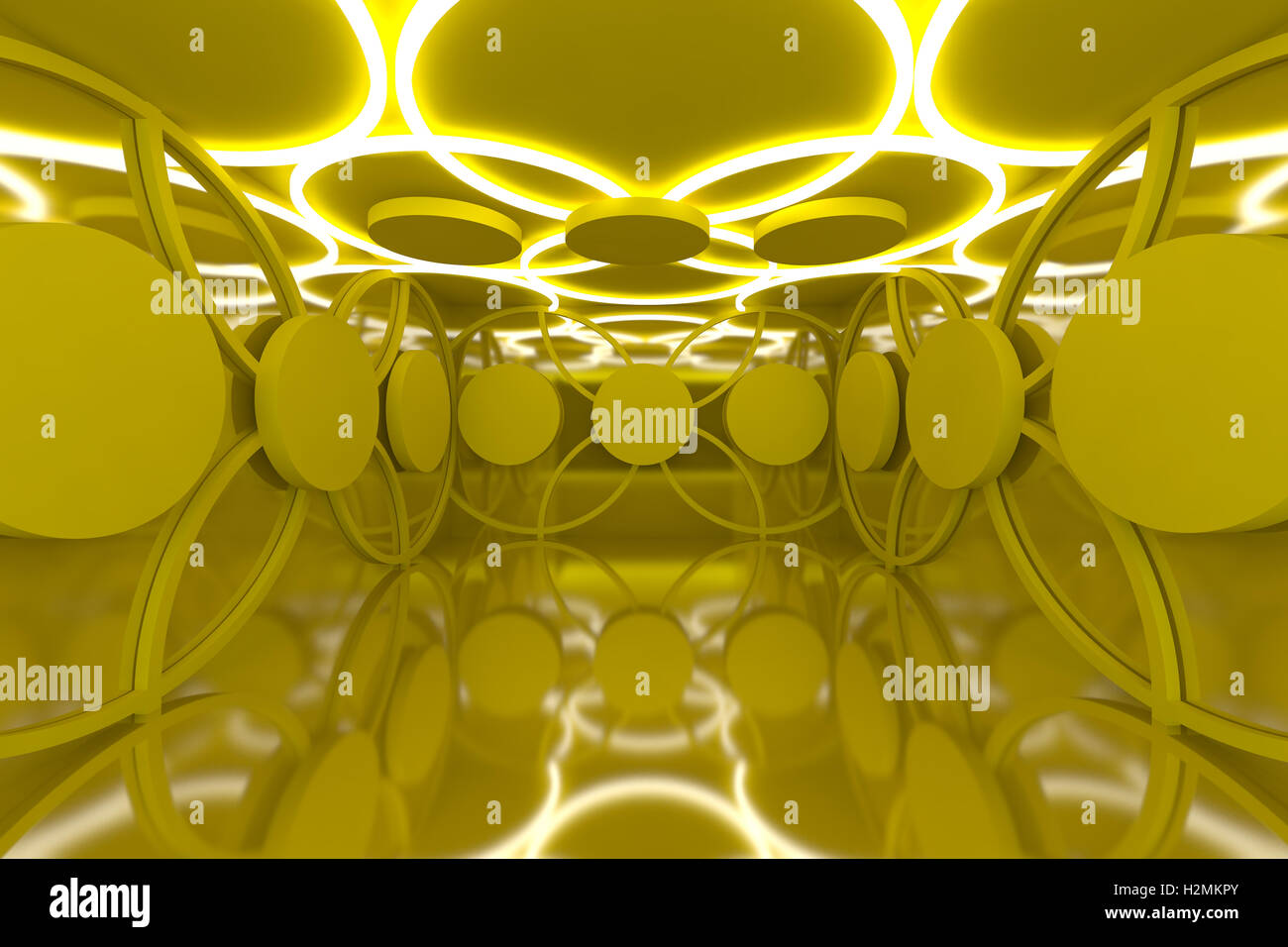 Abstract sfera gialla parete Foto Stock