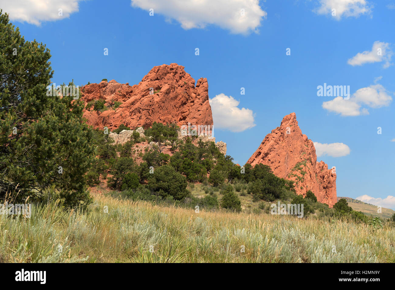 Vista del Giardino degli Dei in Colorado Springs Foto Stock