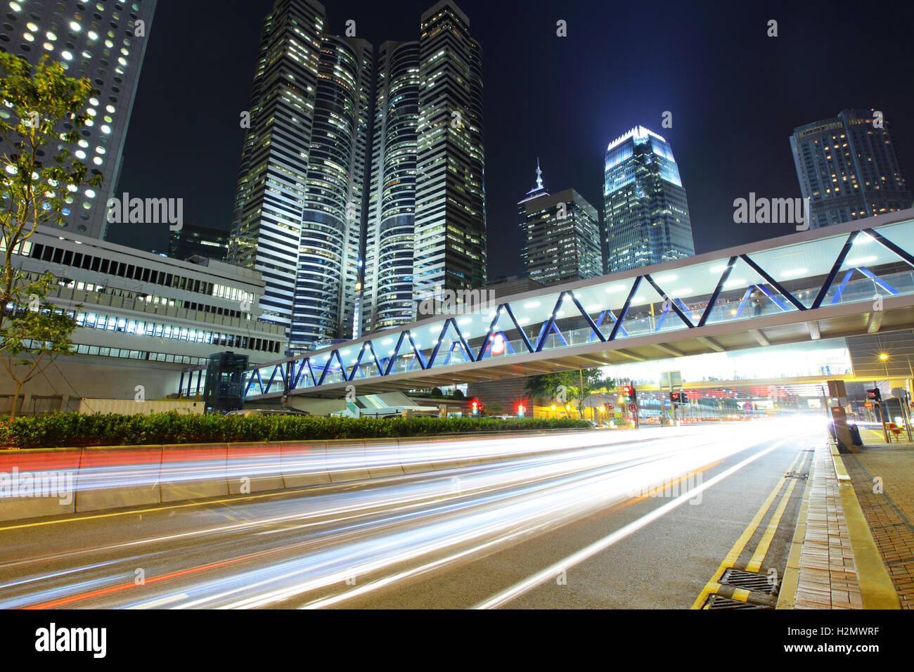Il traffico intenso nel distretto centrale a Hong Kong Foto Stock