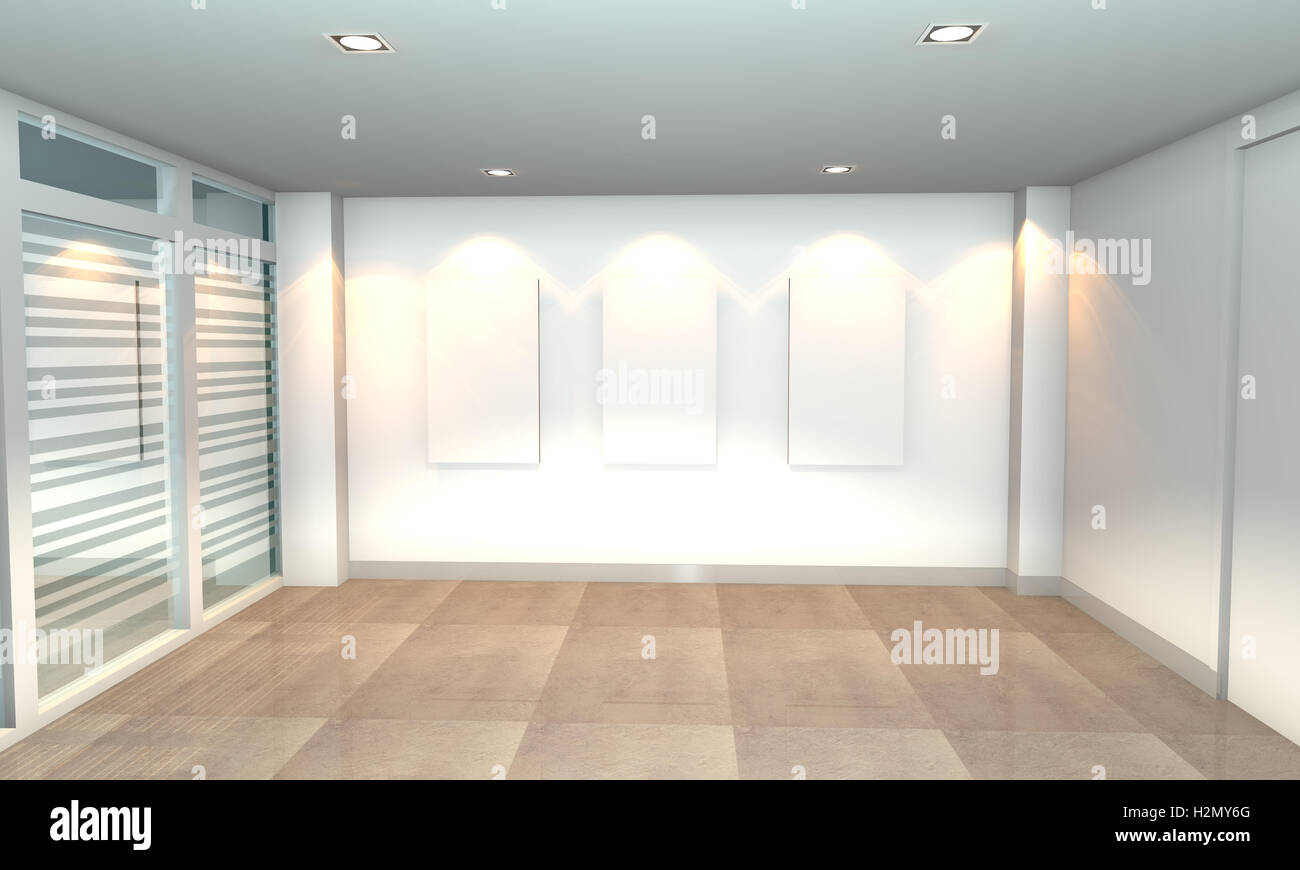 Interno bianco gallery Foto Stock