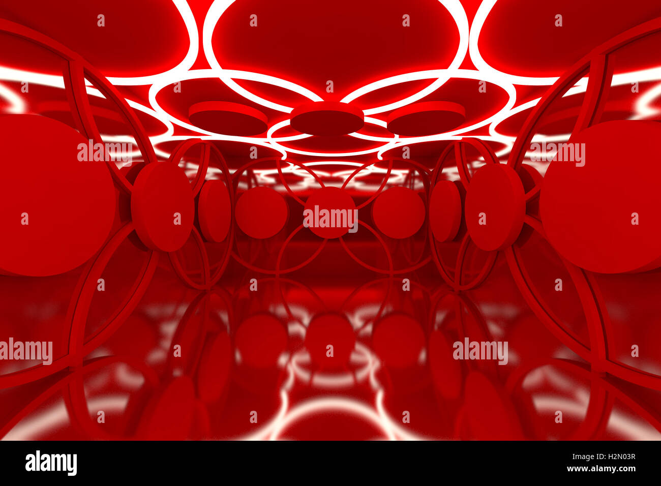 Abstract sfera rossa parete Foto Stock
