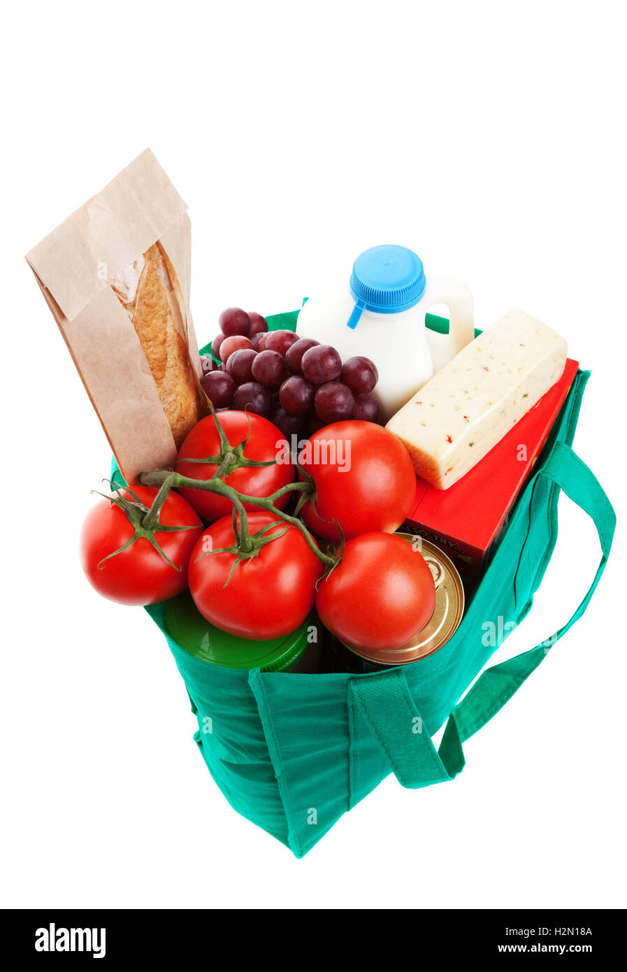 Negozi di generi alimentari nella borsa riutilizzabile Foto Stock