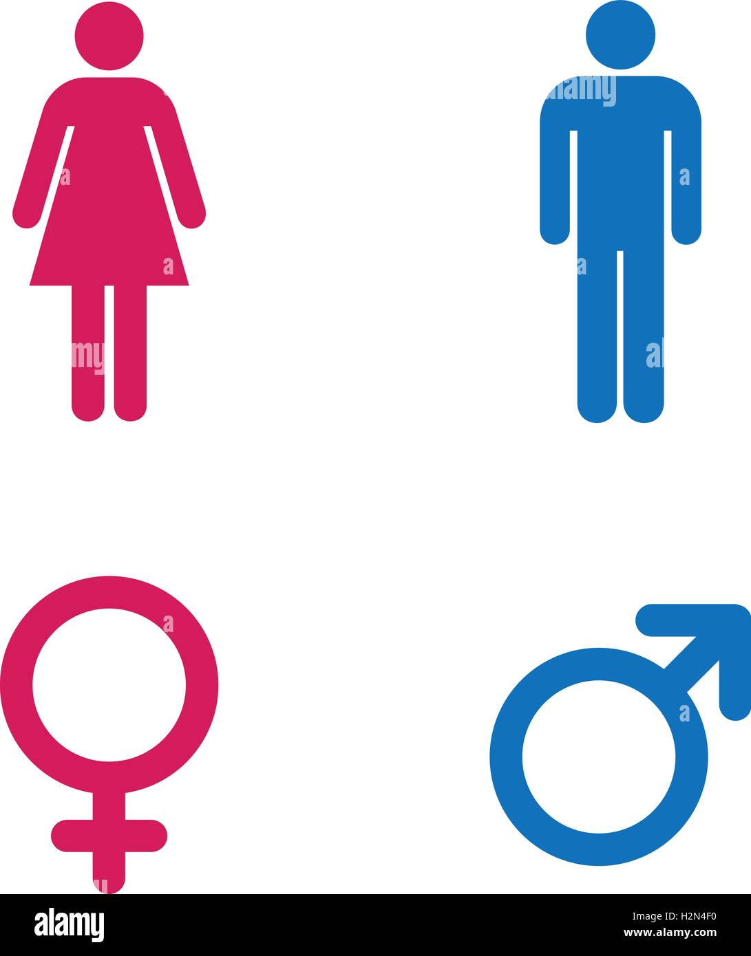 Restroom sign. Un uomo e una donna wc segno. persone icona. rosa femmina e maschio blu simboli isolati. illustrazione vettoriale. Illustrazione Vettoriale