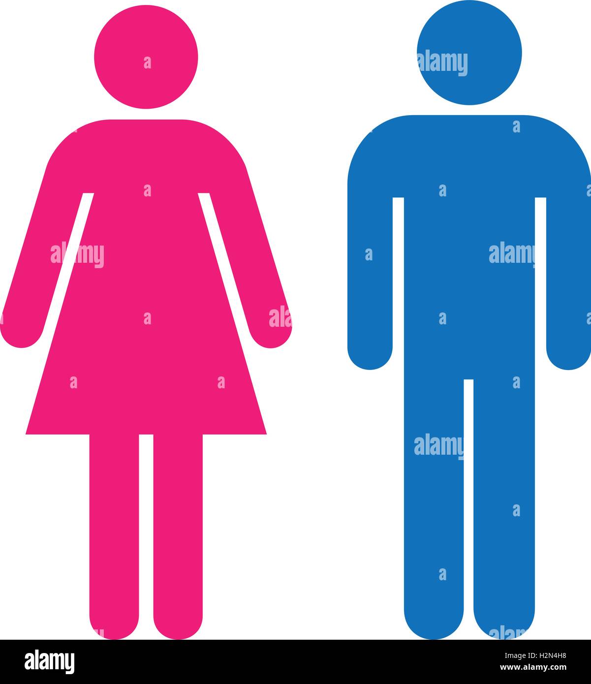 Restroom sign. Un uomo di colore blu e una Pink Lady wc segno. persone icone, isolato illustrazione vettoriale. Illustrazione Vettoriale