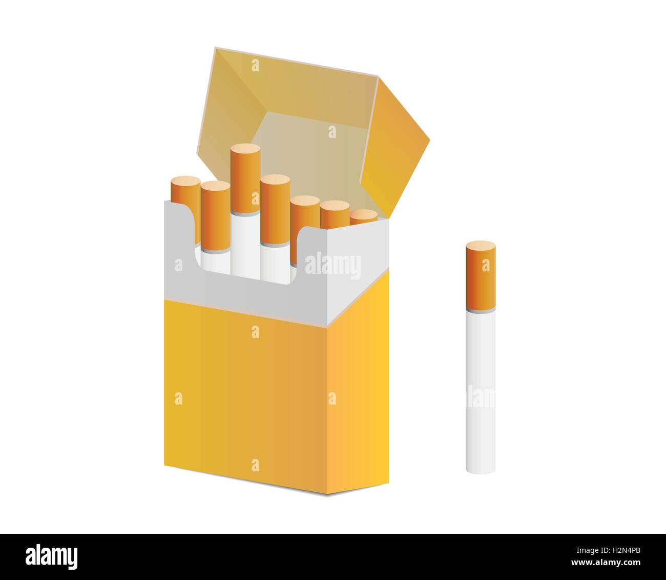 Pacchetto di sigarette e una sigaretta fuori del pacco Illustrazione Vettoriale