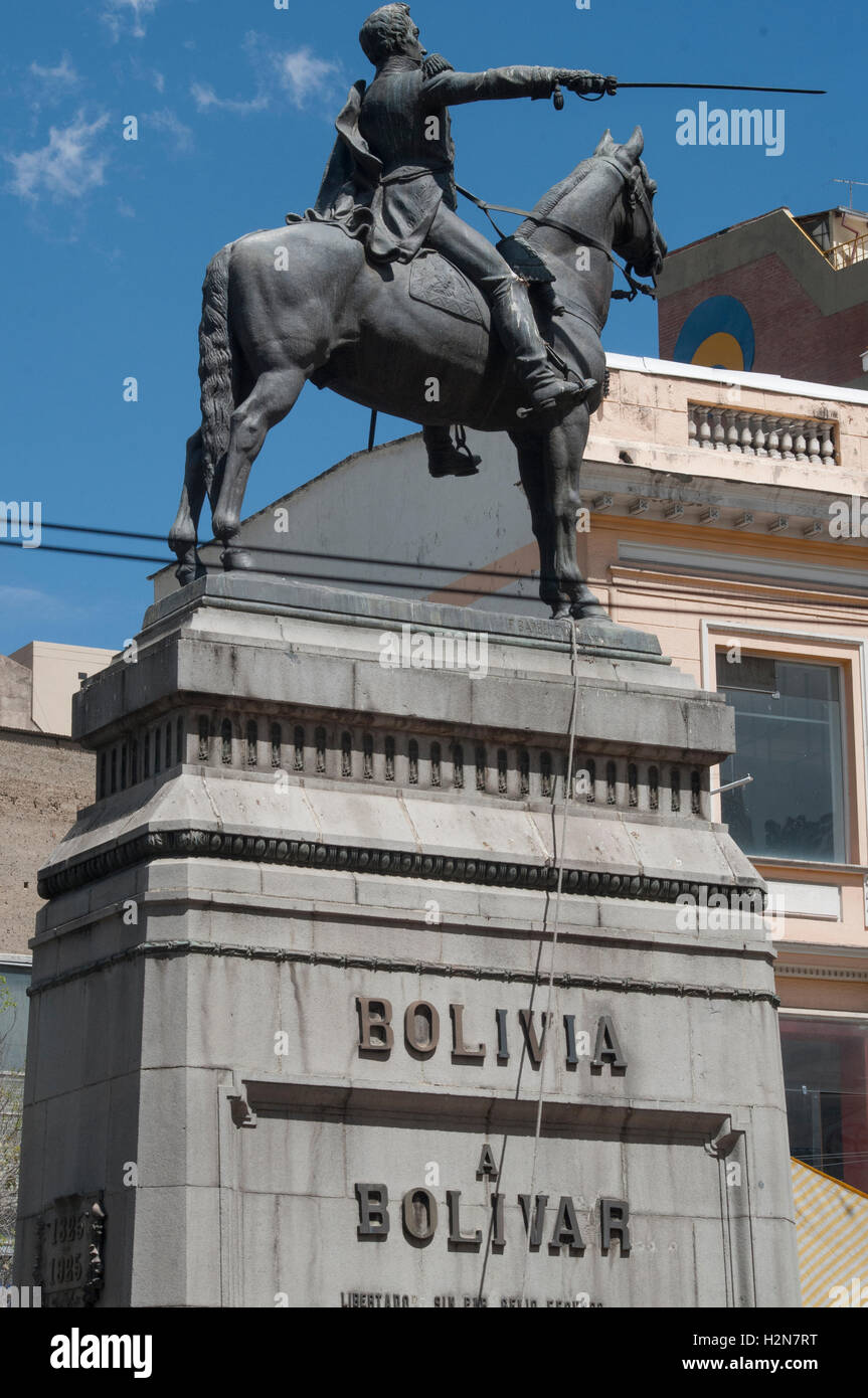 Monumento per l'eroe nazionale Simon Bolivar in Plaza Venezuela, La Paz, Bolivia Foto Stock