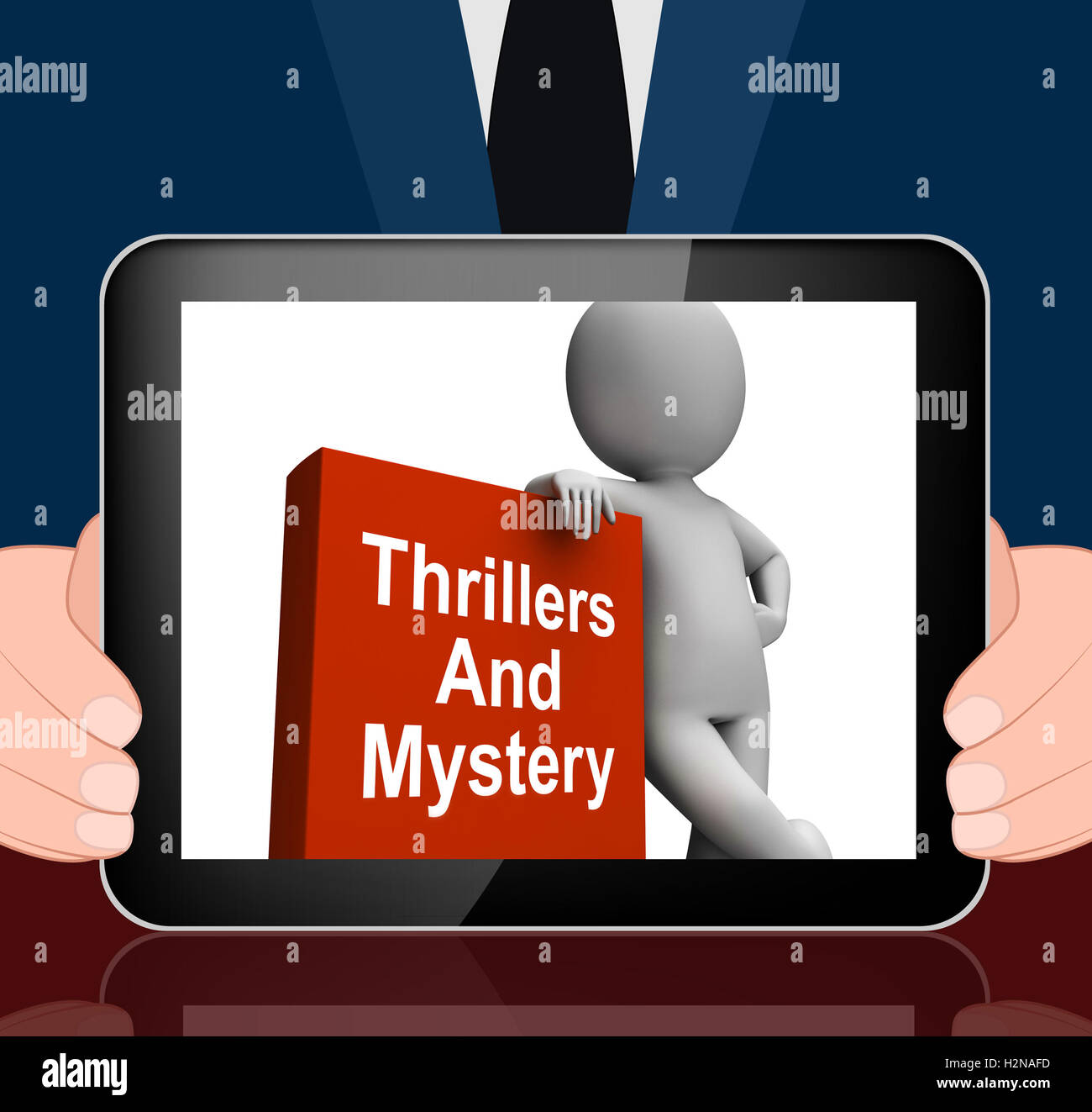 Thriller e mistero prenota con carattere visualizzando il genere Fiction Libri Foto Stock