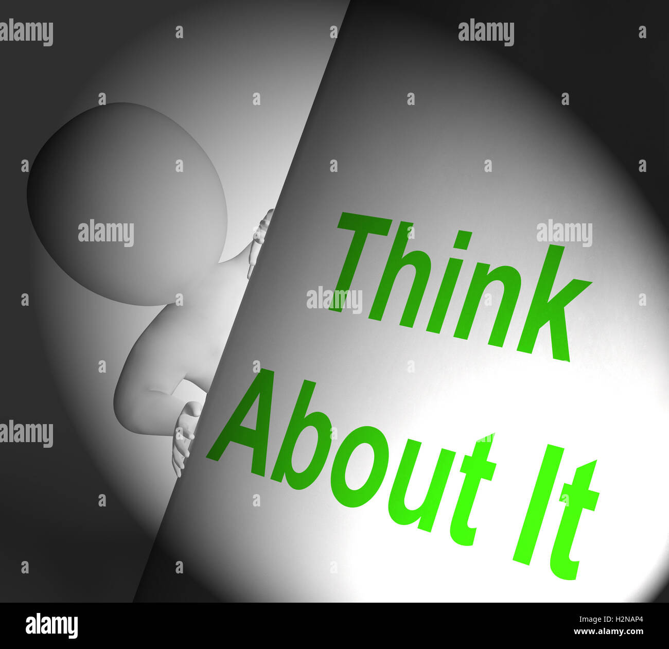 Pensare esso segno visualizzazione considerando e contemplando Foto Stock