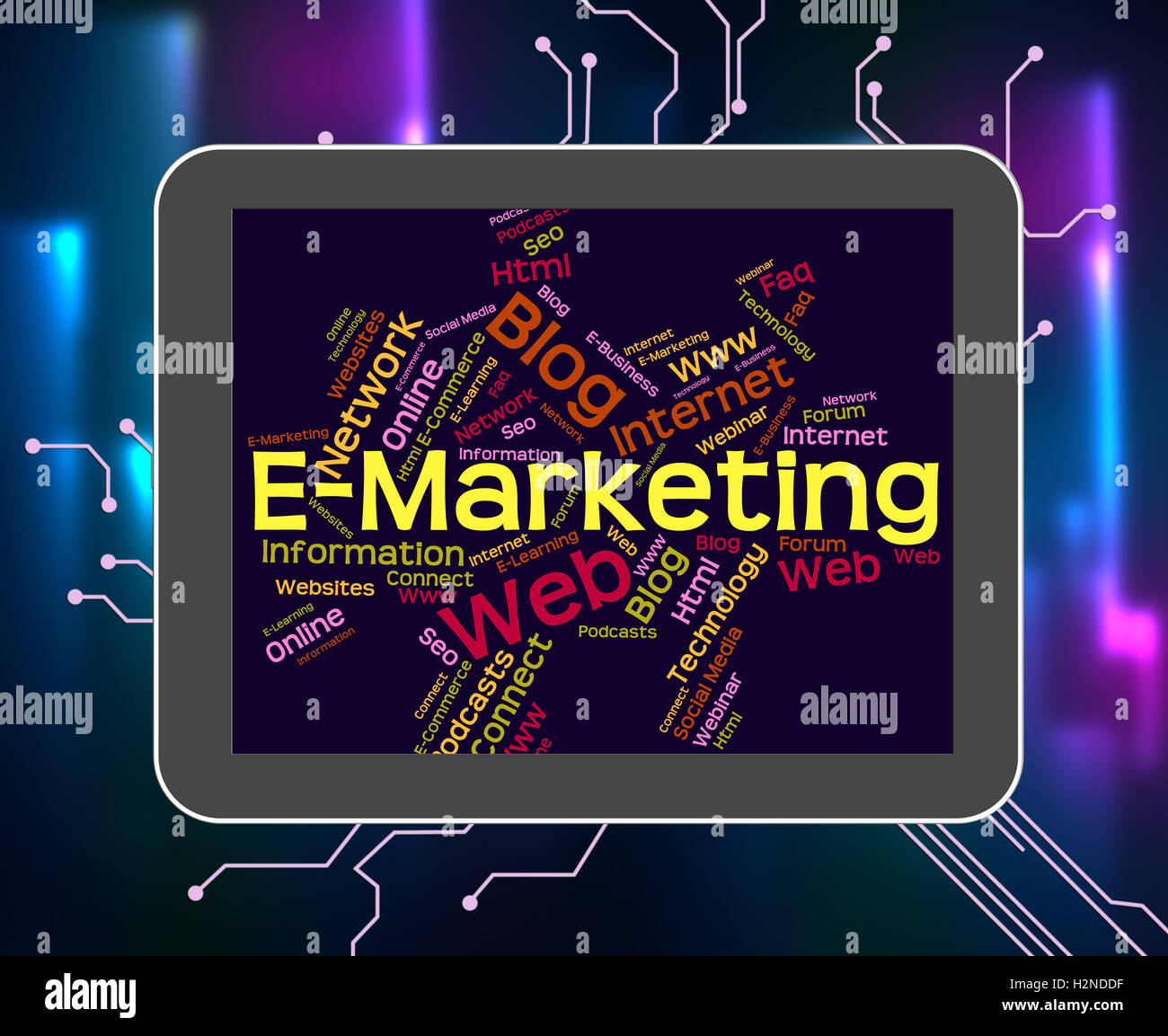 Emarketing Word con il World Wide Web e vendite www Foto Stock