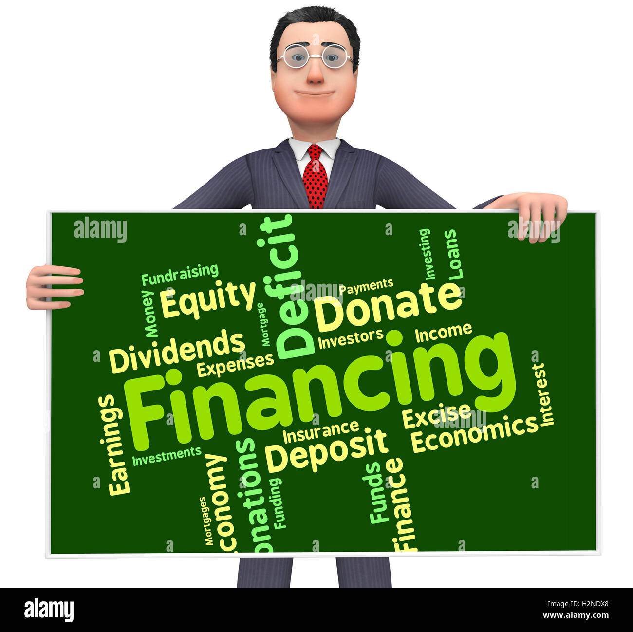 Finanziamento di parola che rappresenta il finanziamento finanziario e denaro Foto Stock