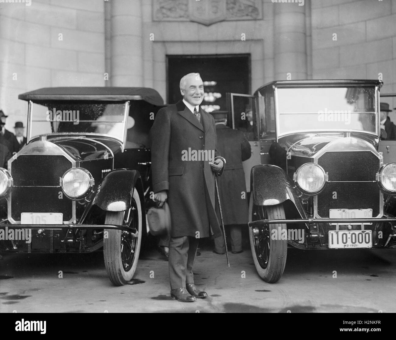Stati Uniti President-Elect Warren G. Harding, ritratto che arrivano per inaugurazione, Washington DC, Stati Uniti d'America, nazionale foto Azienda, 3 marzo 1921 Foto Stock
