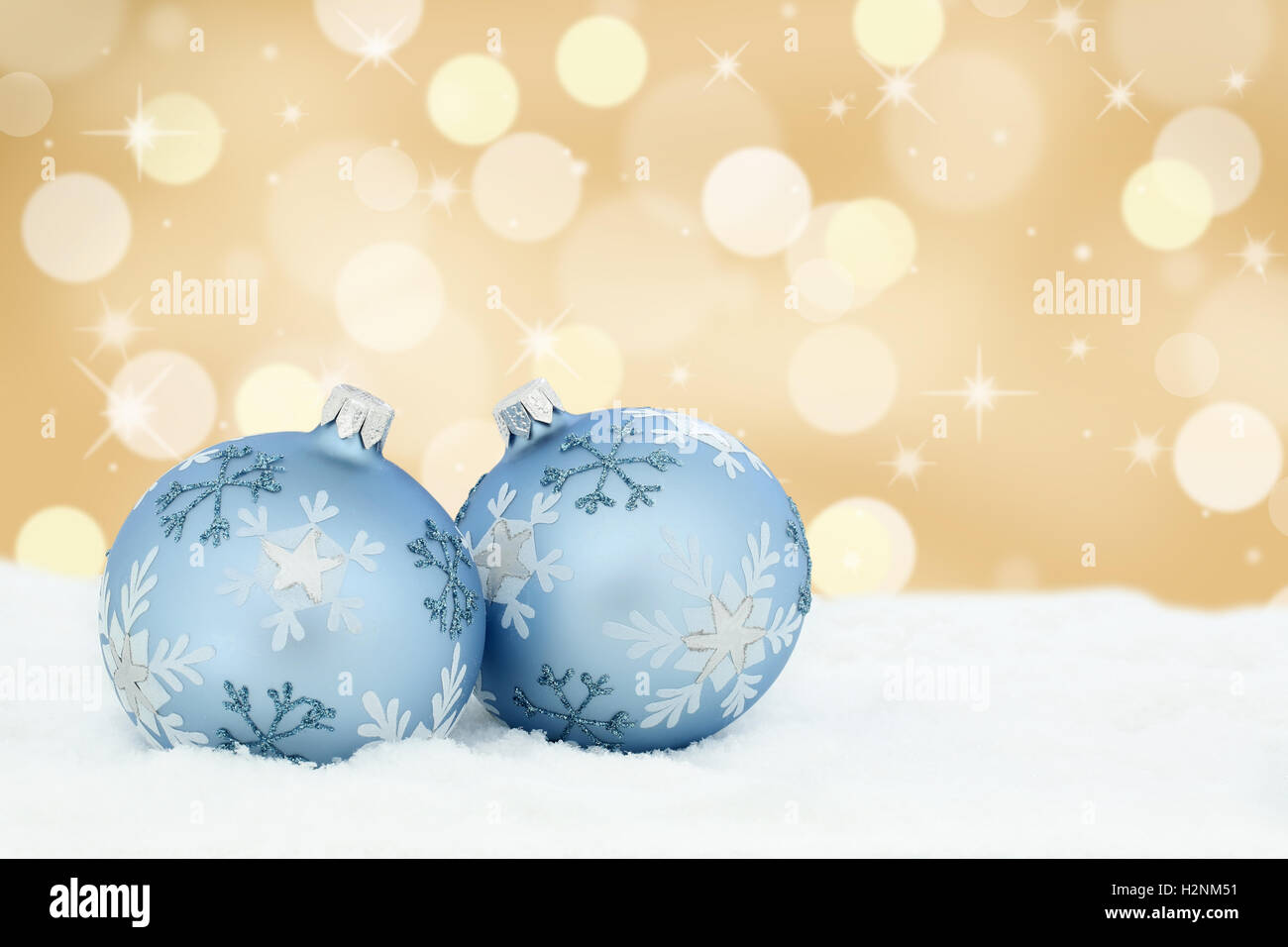 Scheda di Natale palline dorate decorazione di sfondo deco copyspace spazio copia testo Foto Stock