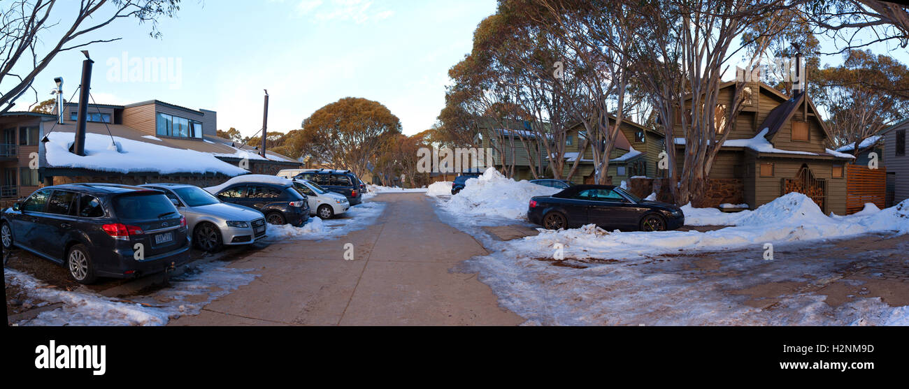 La cena pianura neve paese Victoria Australia Foto Stock