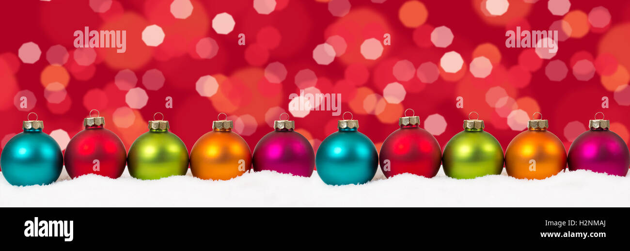 Natale palle colorate banner Decorazione luci copyspace di sfondo spazio copia testo Foto Stock