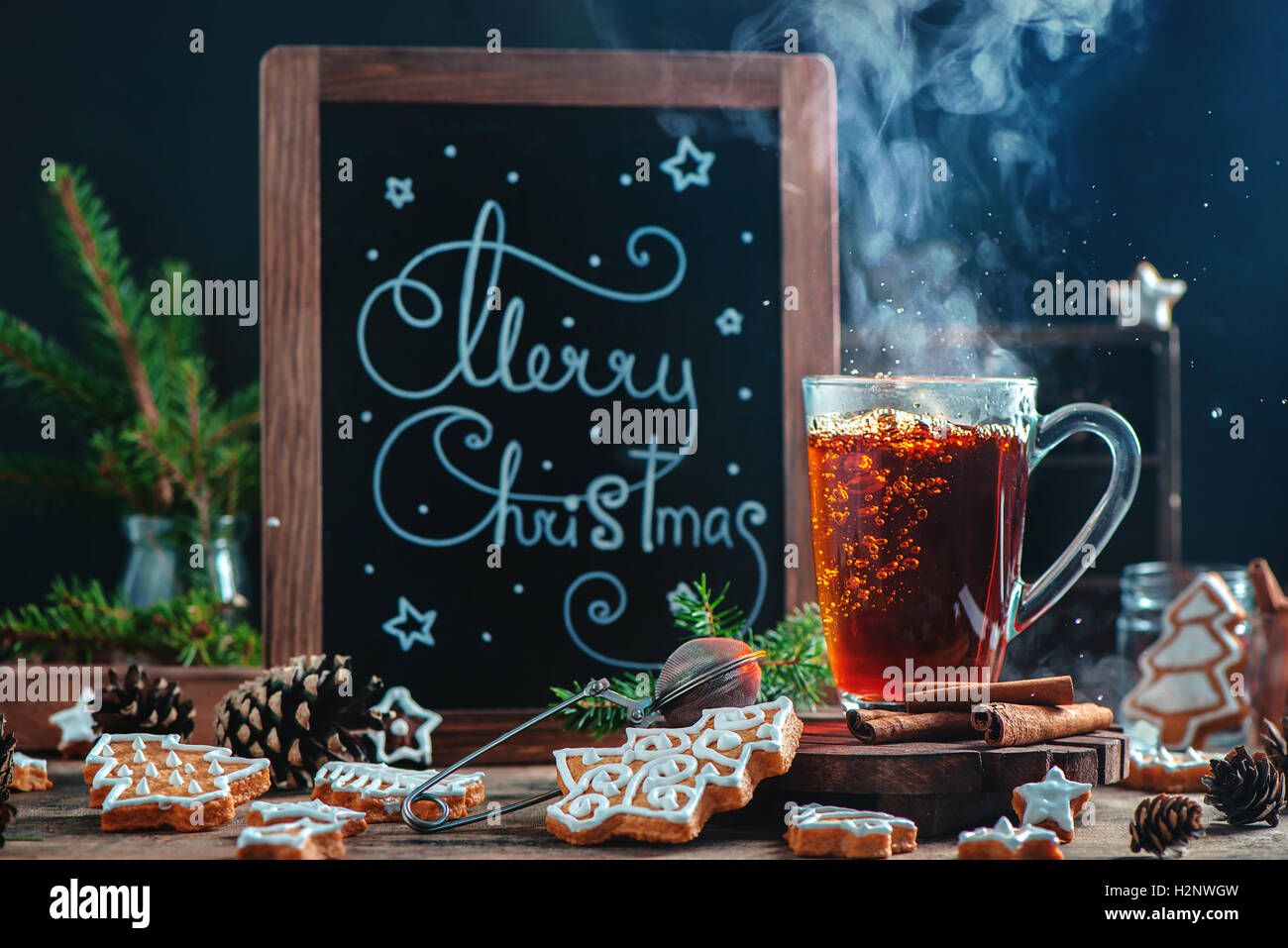 Natale tè fumante Foto Stock